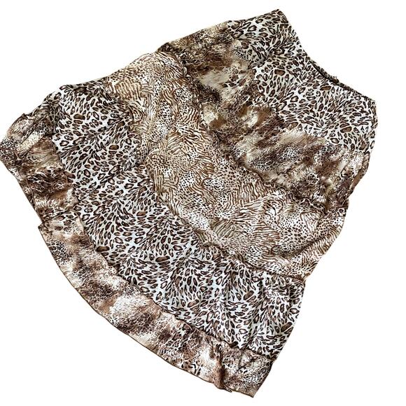 Vintage Y2K Brown Animal Print Tiered Maxi Skirt Petite XL - Picture 3 of 9